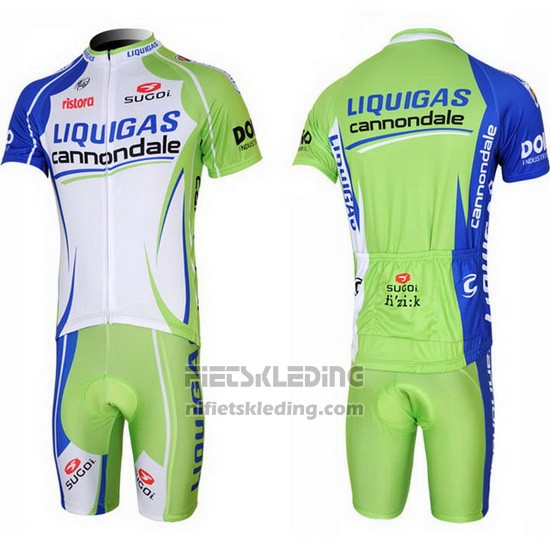 2013 Fietskleding Liquigas Cannondale Wit en Groen Korte Mouwen en Koersbroek